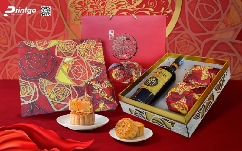 Mẫu hộp bánh trung thu kèm rượu loại 2 bánh
