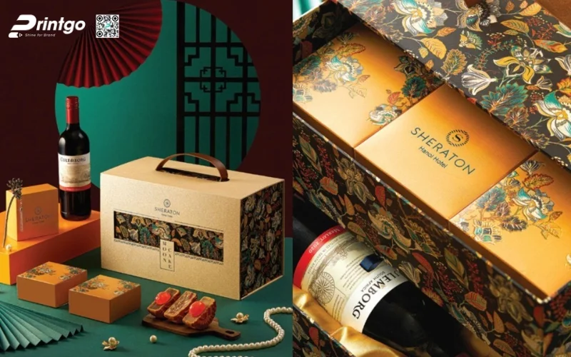 Mẫu hộp bánh trung thu kèm rượu loại 3 bánh