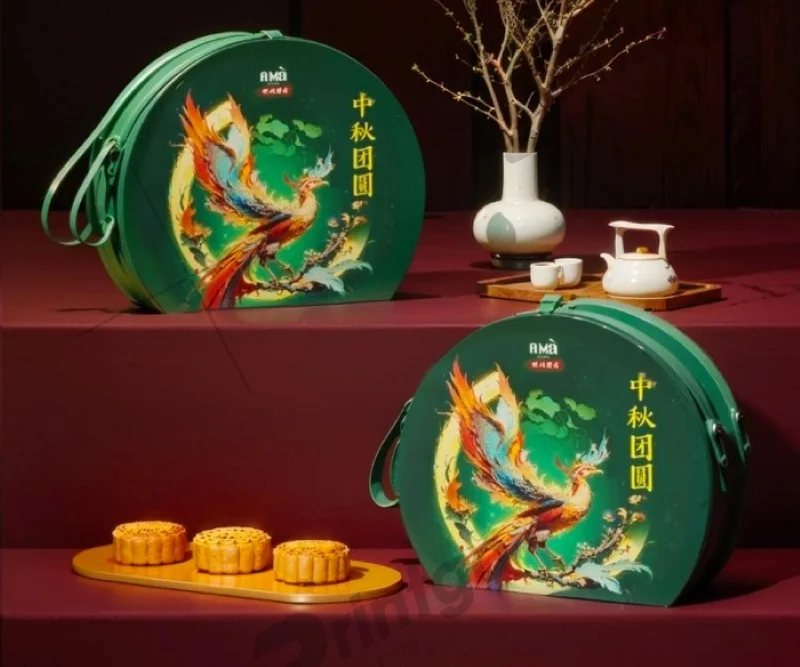 Mẫu hộp tròn vát đáy đựng bánh trung thu A Mà