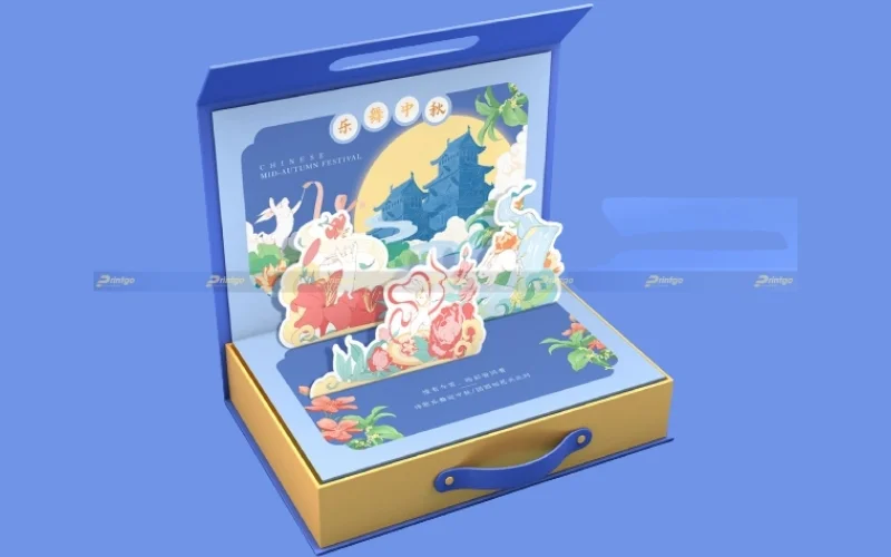 Hộp trung thu 3D dạng hộp nắp nam châm Hộp trung thu 3D dạng hộp nắp nam châm