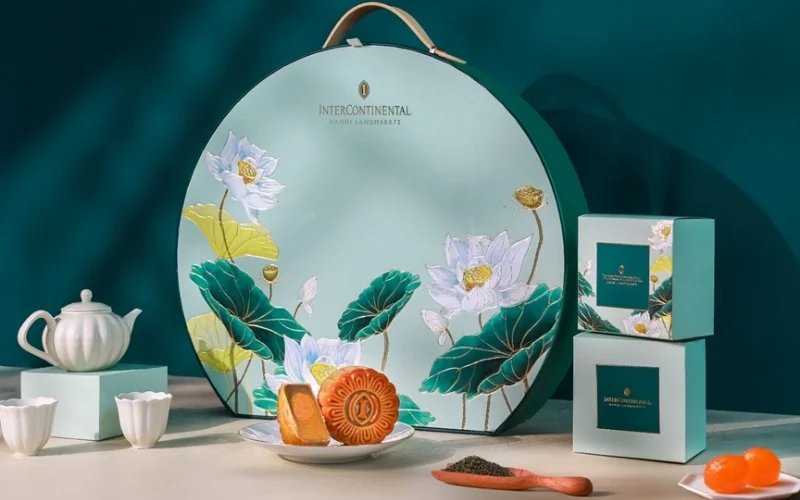 Mẫu hộp bánh trung thu hình tròn 4 bánh Mẫu hộp bánh trung thu hình tròn 4 bánh