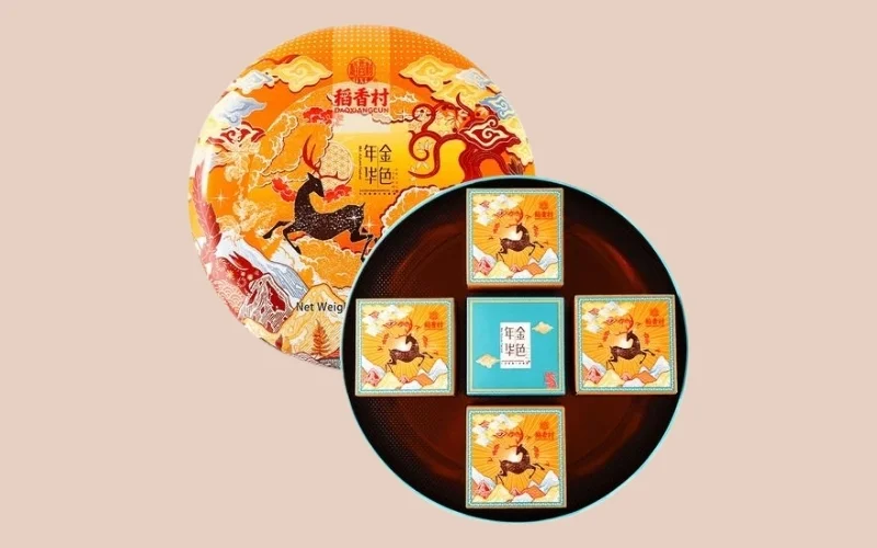 Mẫu hộp bánh trung thu hình tròn 5 bánh Mẫu hộp bánh trung thu hình tròn 5 bánh