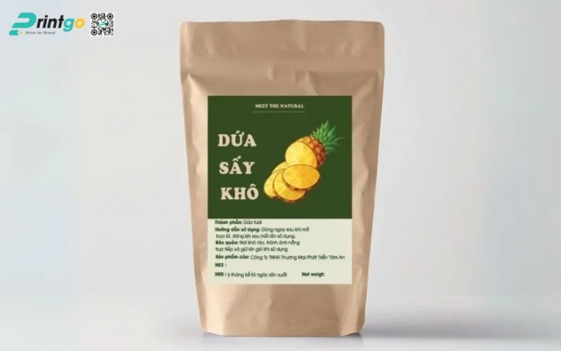 Các mẫu in tem dứa sấy khô - sấy dẻo