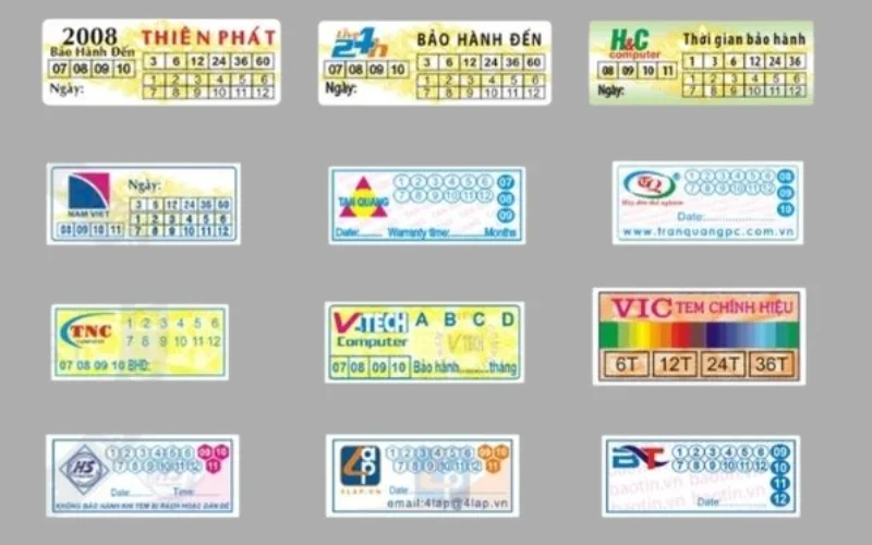 Mẫu kích thước tem bảo hành hình chữ nhật 
