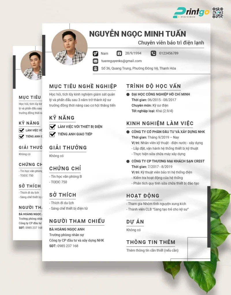 Mẫu profile cá nhân giúp tạo ấn tượng tốt với nhà tuyển dụng 