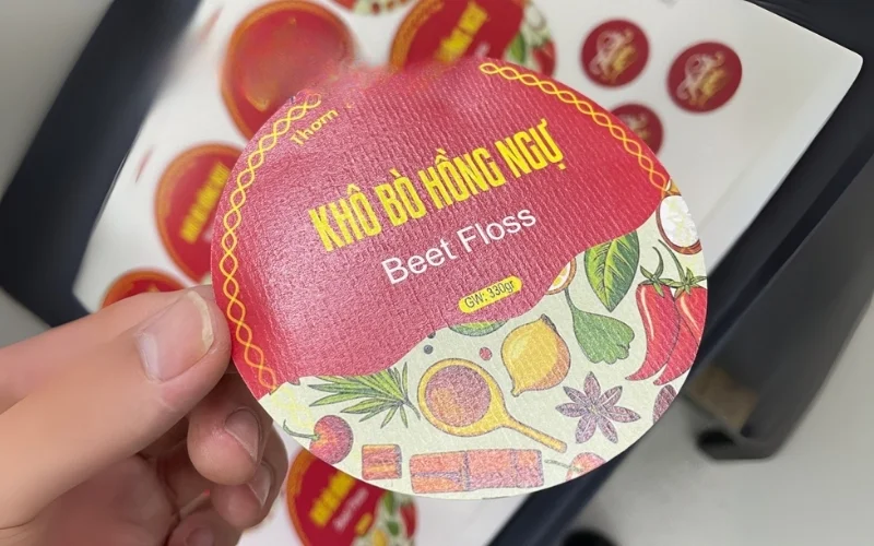 Mẫu tem nhãn bò khô thiết kế tối giản Mẫu tem nhãn bò khô thiết kế tối giản