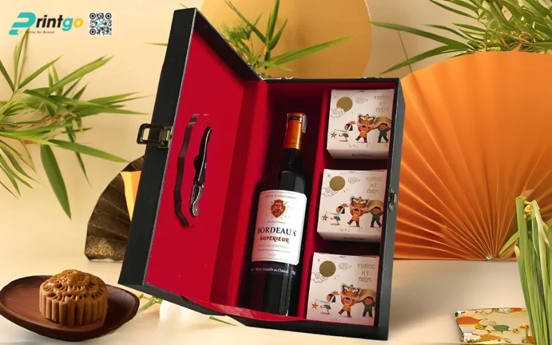 Mẫu hộp bánh trung thu kèm rượu loại 3 bánh