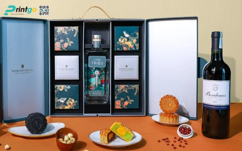Mẫu hộp bánh trung thu kèm rượu loại 6 bánh