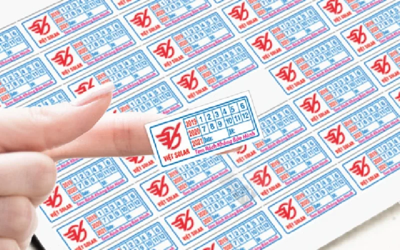 Mẫu kích thước tem bảo hành hình chữ nhật 