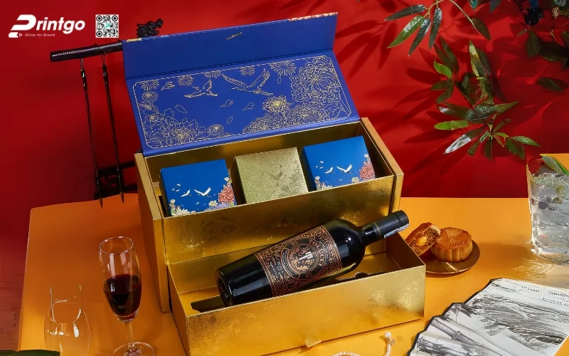 Mẫu hộp bánh trung thu kèm rượu loại 3 bánh