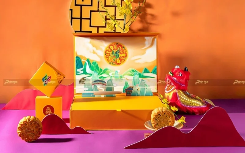 Hộp trung thu 3D dạng hộp nắp nam châm Hộp trung thu 3D dạng hộp nắp nam châm