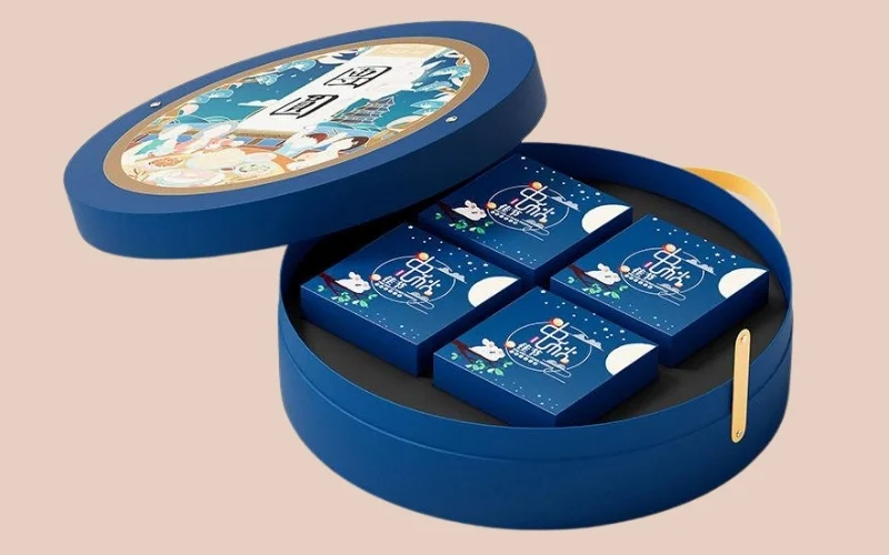 Mẫu hộp bánh trung thu hình tròn 4 bánh Mẫu hộp bánh trung thu hình tròn 4 bánh