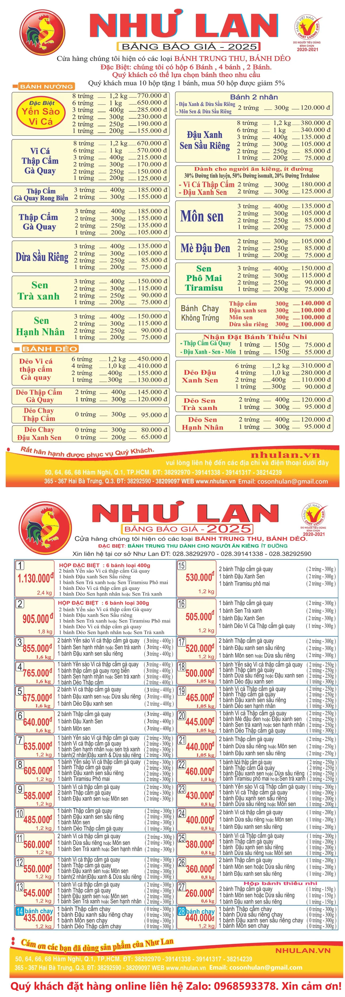 Bảng báo giá bảng trung thu Nhu Lan [Cập nhật mới nhất 2025]