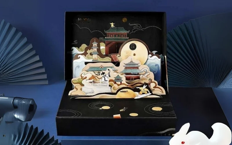 Hộp trung thu 3D dạng hộp nắp âm dương Hộp trung thu 3D dạng hộp nắp âm dương