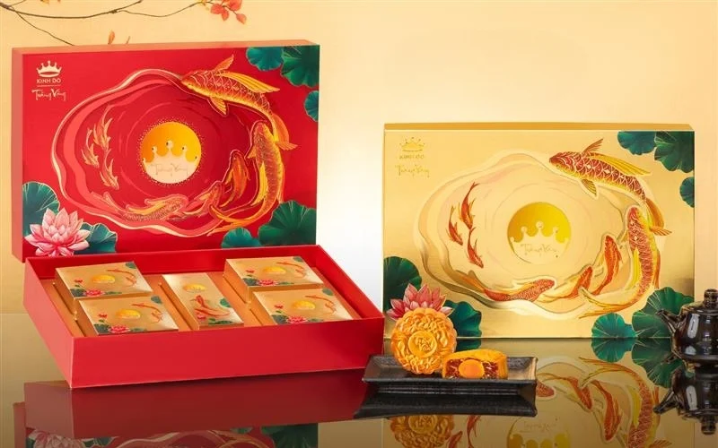 Nhóm mẫu hộp bánh trung thu kèm trà 4 bánh Nhóm mẫu hộp bánh trung thu kèm trà 4 bánh