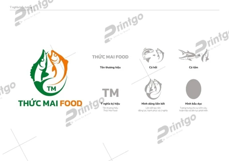 Logo Thức Mai Food với 2 gam màu chủ đạo xanh lá - cam