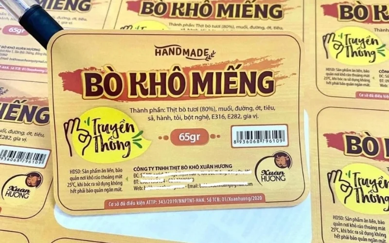 Mẫu tem nhãn bò khô thiết kế tối giản Mẫu tem nhãn bò khô thiết kế tối giản