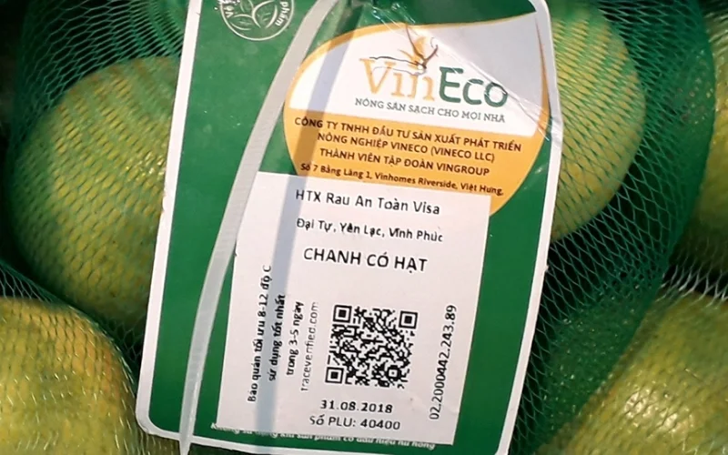Tem nhãn rau củ dạng tem truy xuất nguồn gốc