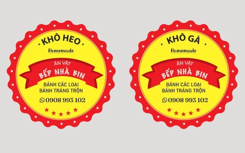 Mẫu tem nhãn bò khô thiết kế tối giản Mẫu tem nhãn bò khô thiết kế tối giản