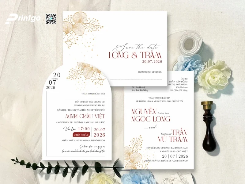 Mẫu thiệp báo hỷ tối giản chỉn chu 