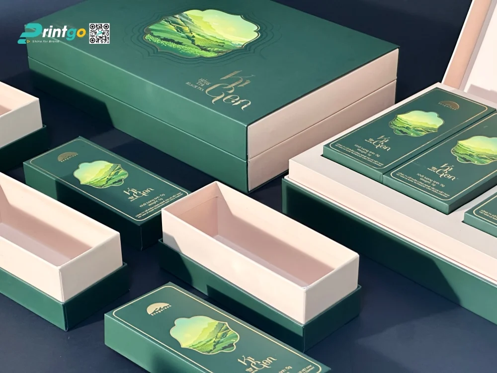 bộ sản phẩm hộp đựng trà Ecogarden Kigen sử dụng chất liệu carton lạnh cao cấp