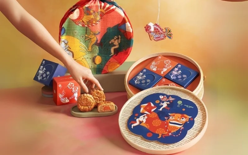 Mẫu hộp bánh trung thu hình tròn 4 bánh Mẫu hộp bánh trung thu hình tròn 4 bánh
