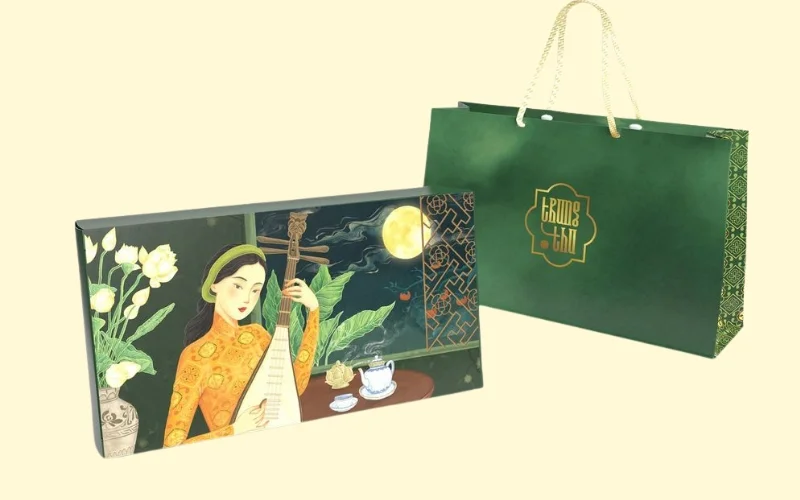 Túi đựng bánh trung thu in ép kim, UV điểm