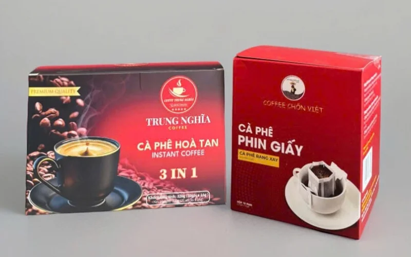 Thiết kế bao bì cà phê dạng hộp giấy 