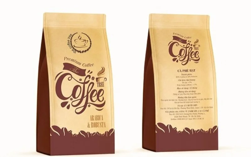 Thiết kế bao bì cà phê dạng giấy Kraft