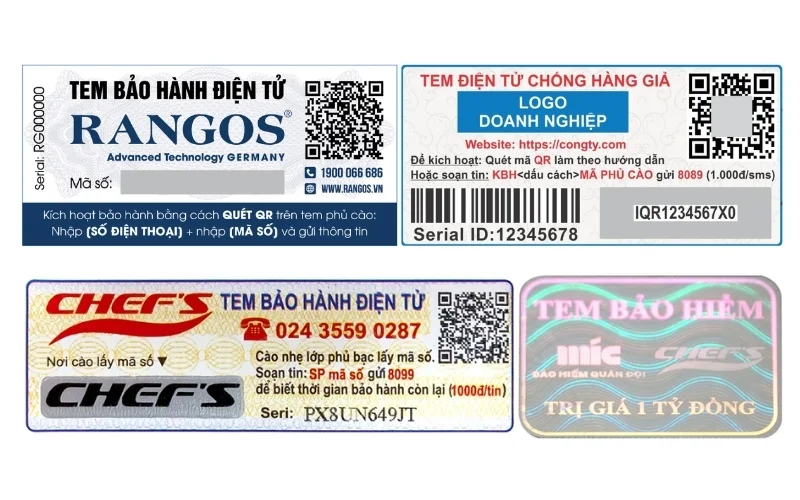 Tem bảo hành điện tử tích hợp mã QR code