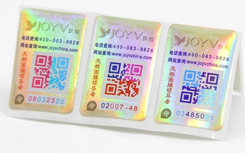 Mẫu tem chống hàng giả Hologram tích hợp QR code/serial Mẫu tem chống hàng giả Hologram tích hợp QR code/serial