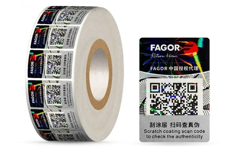 Mẫu tem chống hàng giả Hologram tích hợp QR code/serial Mẫu tem chống hàng giả Hologram tích hợp QR code/serial