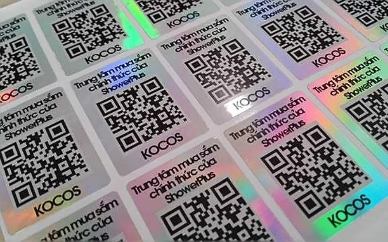 Mẫu tem chống hàng giả Hologram tích hợp QR code/serial Mẫu tem chống hàng giả Hologram tích hợp QR code/serial