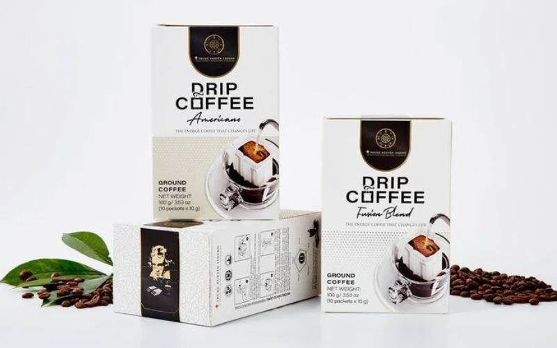 Thiết kế bao bì cà phê dạng hộp giấy 