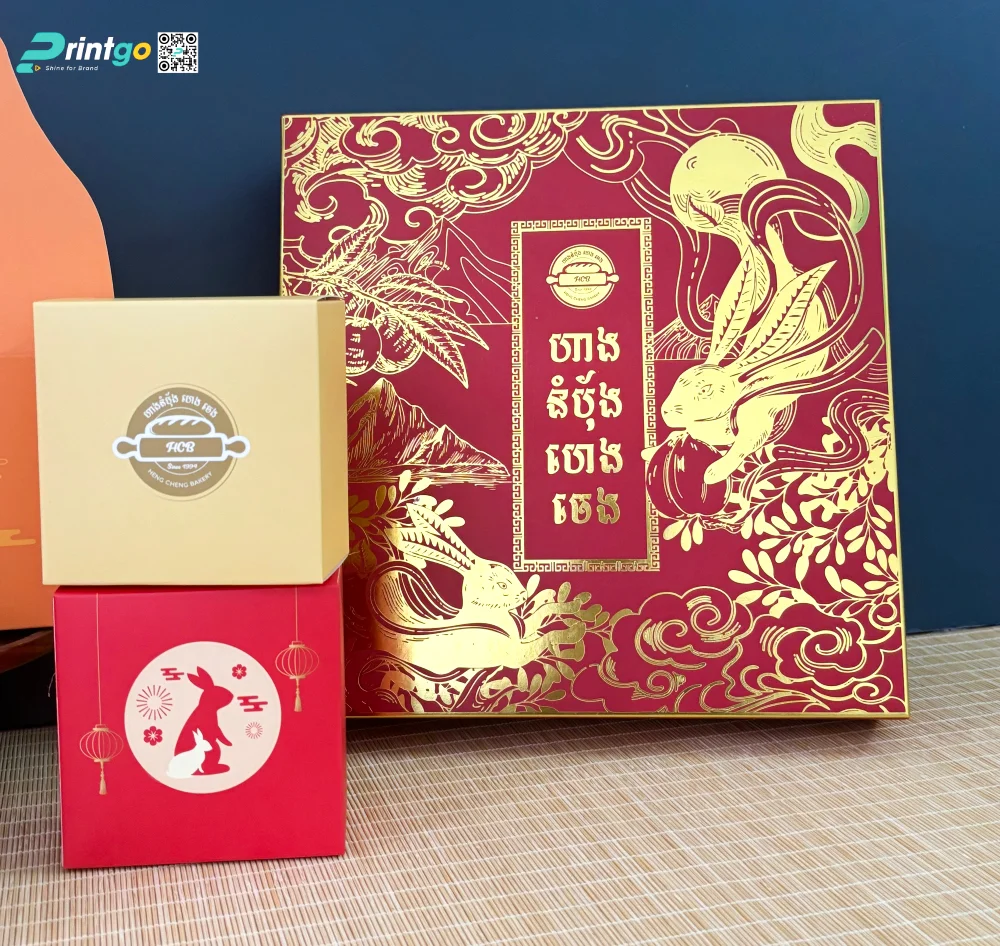 Hộp đựng bánh trung thu Heng Cheng Bakery 2025: Gia công ép kim sang trọng
