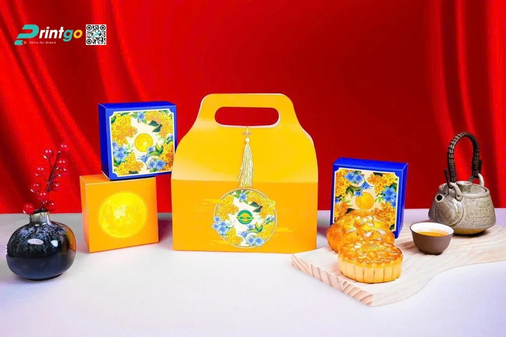 Hộp đựng bánh trung thu Heng Cheng Bakery 2025: Quai xách nắp gài liền thân