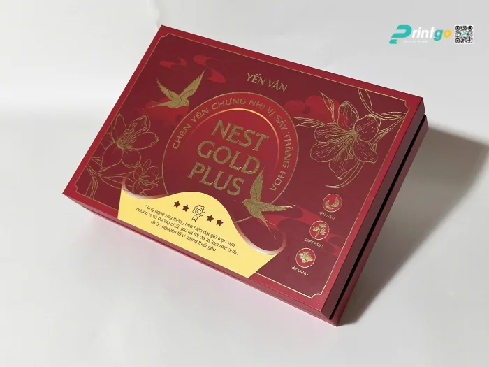 Dự án hộp đựng yến sử dụng gia công cán vân trên giấy của Printgo