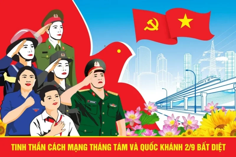 Hình ảnh thể hiện tinh thần cách mạng tháng 8 và quốc khánh 2/9