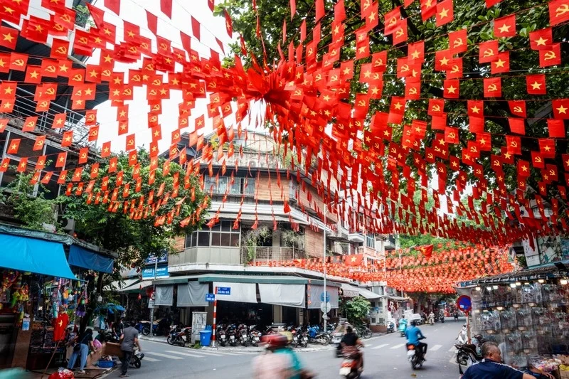 Ảnh lá cờ đỏ sao vàng chào mừng Quốc khánh 2/9