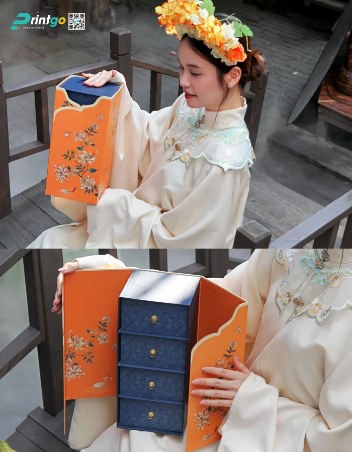 Hộp cánh bướm với hai cánh mở góc cạnh Hộp cánh bướm với hai cánh mở góc cạnh