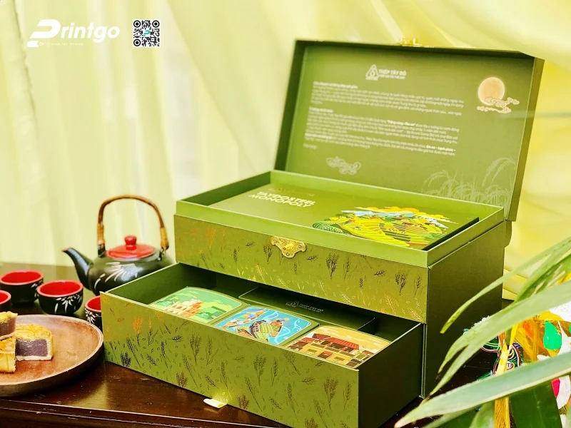 Set hộp 2 tầng đựng bánh trung thu kèm boardgame