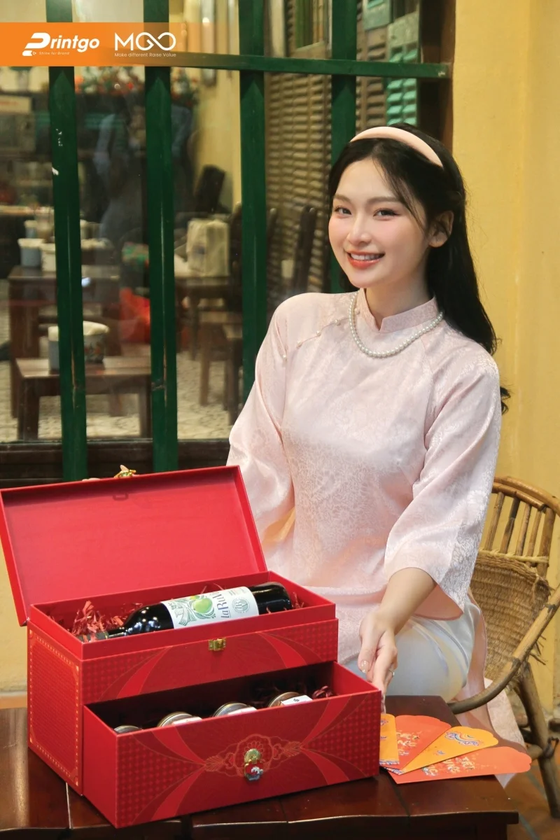 Bộ hộp quà Tết 2 tầng cao cấp