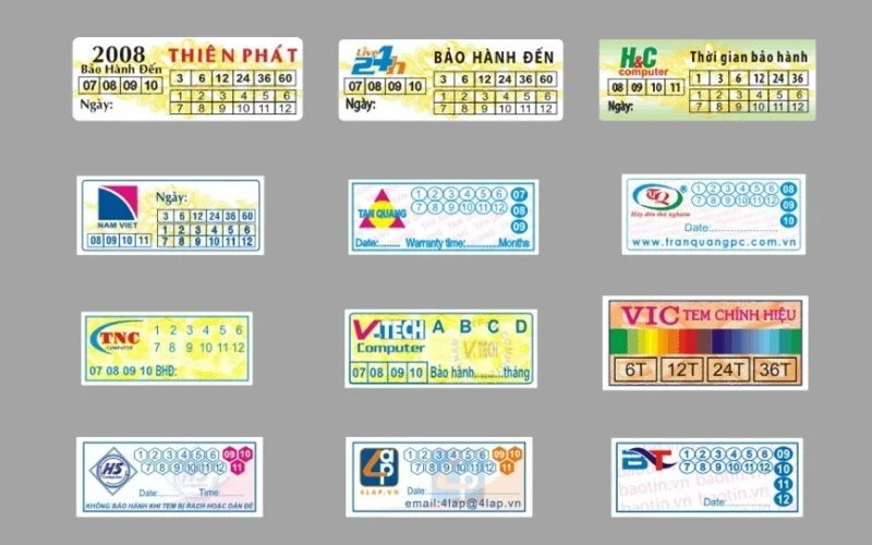 Mẫu in tem niêm phong decal vỡ hình chữ nhật - tròn - elip 