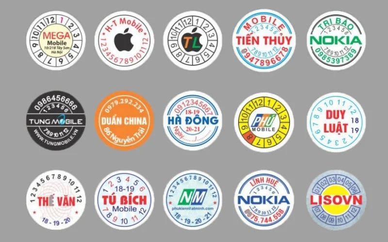 Mẫu in tem niêm phong decal vỡ hình chữ nhật - tròn - elip 