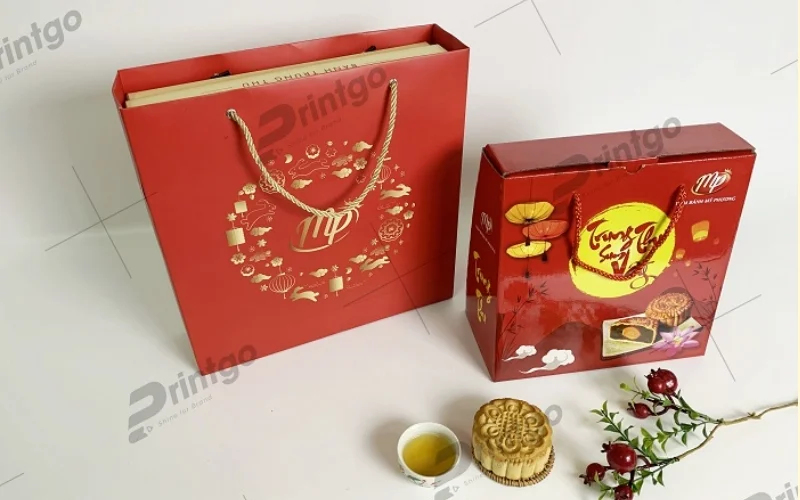 Túi đựng bánh trung thu in ép kim, UV điểm