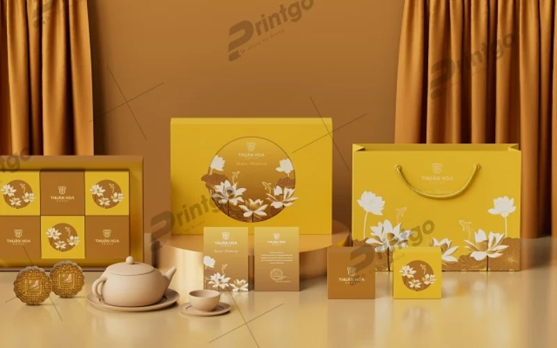 Túi đựng bánh trung thu in ép kim, UV điểm