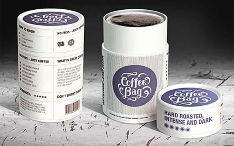 Thiết kế bao bì cà phê hình trụ tròn