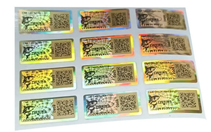 Mẫu tem chống hàng giả Hologram tích hợp QR code/serial Mẫu tem chống hàng giả Hologram tích hợp QR code/serial