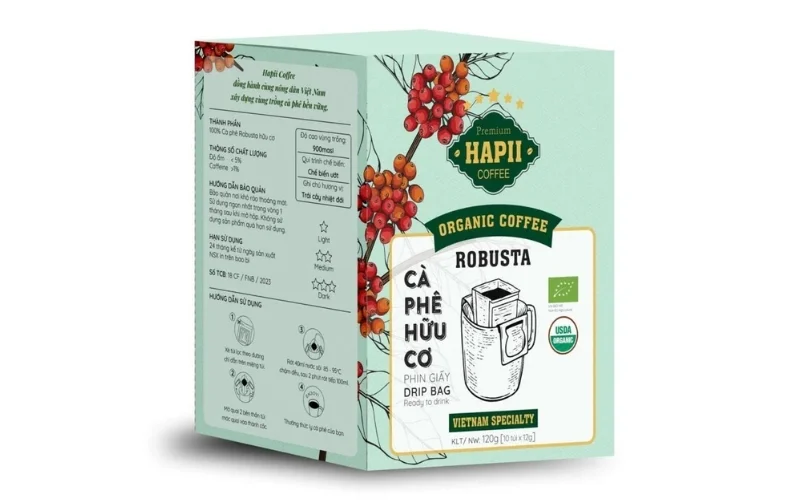 Thiết kế bao bì cà phê dạng hộp giấy 