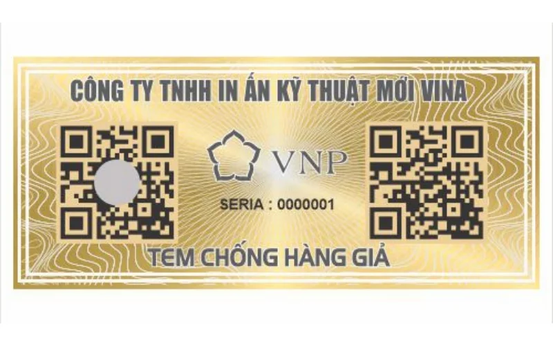 Mẫu tem chống hàng giả Hologram tích hợp QR code/serial Mẫu tem chống hàng giả Hologram tích hợp QR code/serial